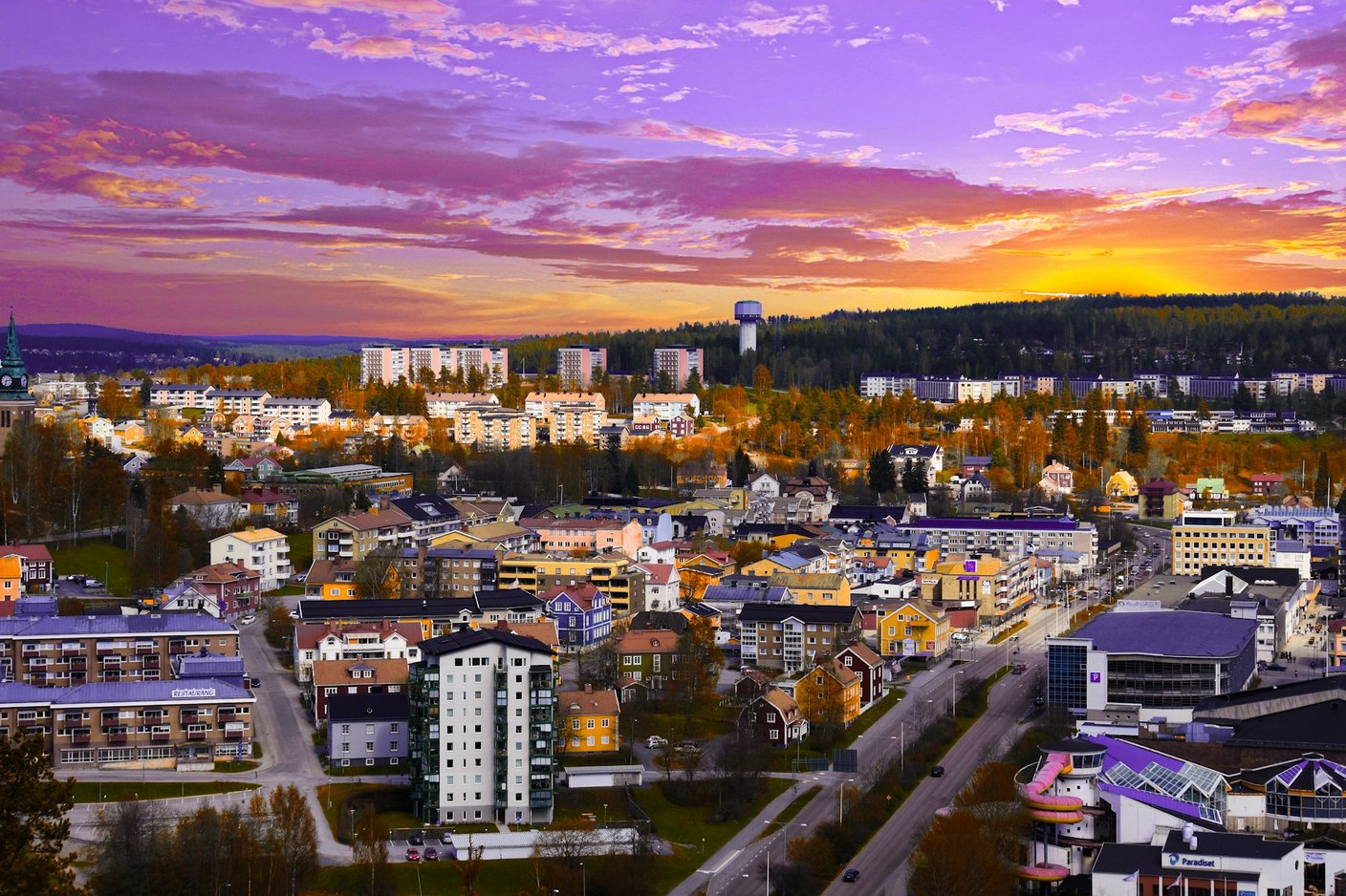 kvällsvy över örnsköldsvik