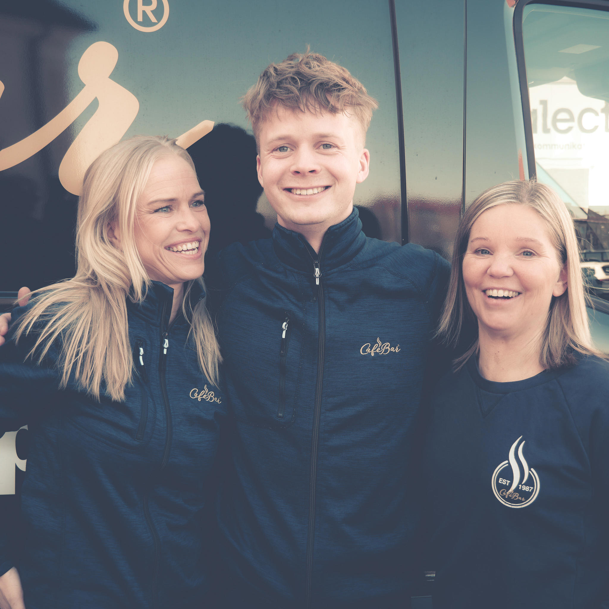 teambild med tre av cafe bars kaffecoacher 